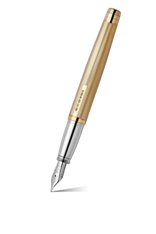 The Pinstripe 72 Gold Vermeil Grand Fountain Pen - YARD-O-LED