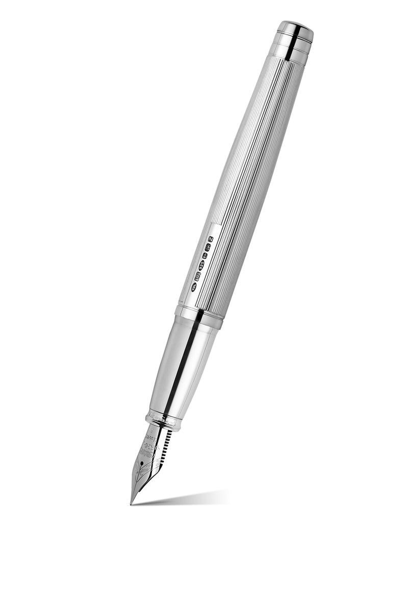 The Pinstripe 72 Sterling Silver Grand Fountain Pen - YARD-O-LED