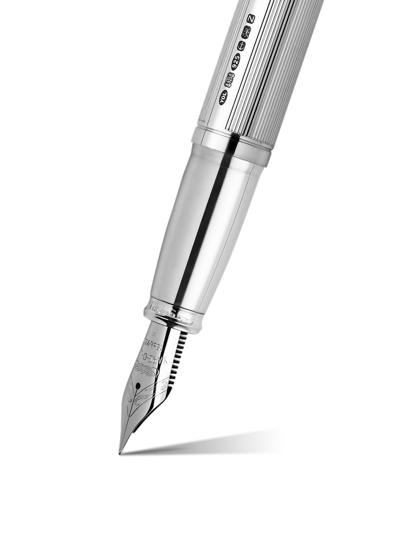 The Pinstripe 72 Sterling Silver Grand Fountain Pen - YARD-O-LED