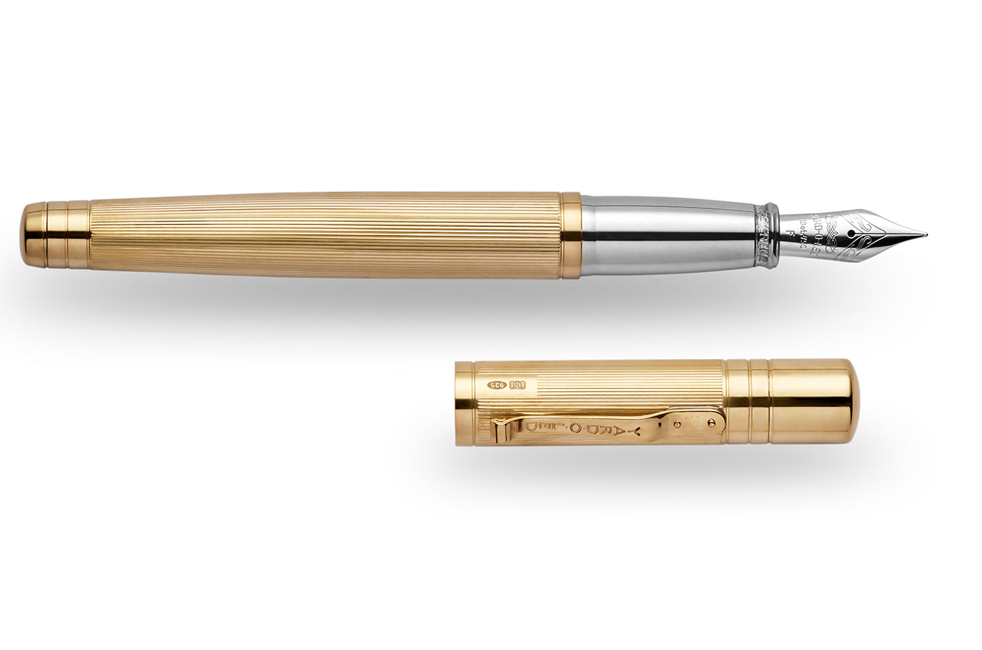 The Pinstripe 72 Gold Vermeil Grand Fountain Pen | YARD-O-LED