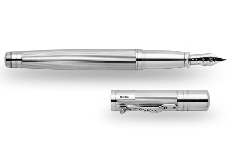 The Pinstripe 72 Sterling Silver Grand Fountain Pen - YARD-O-LED